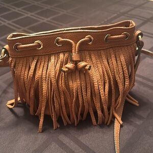 Excellent condition camel leather Rebecca Minkoff small fringe bag